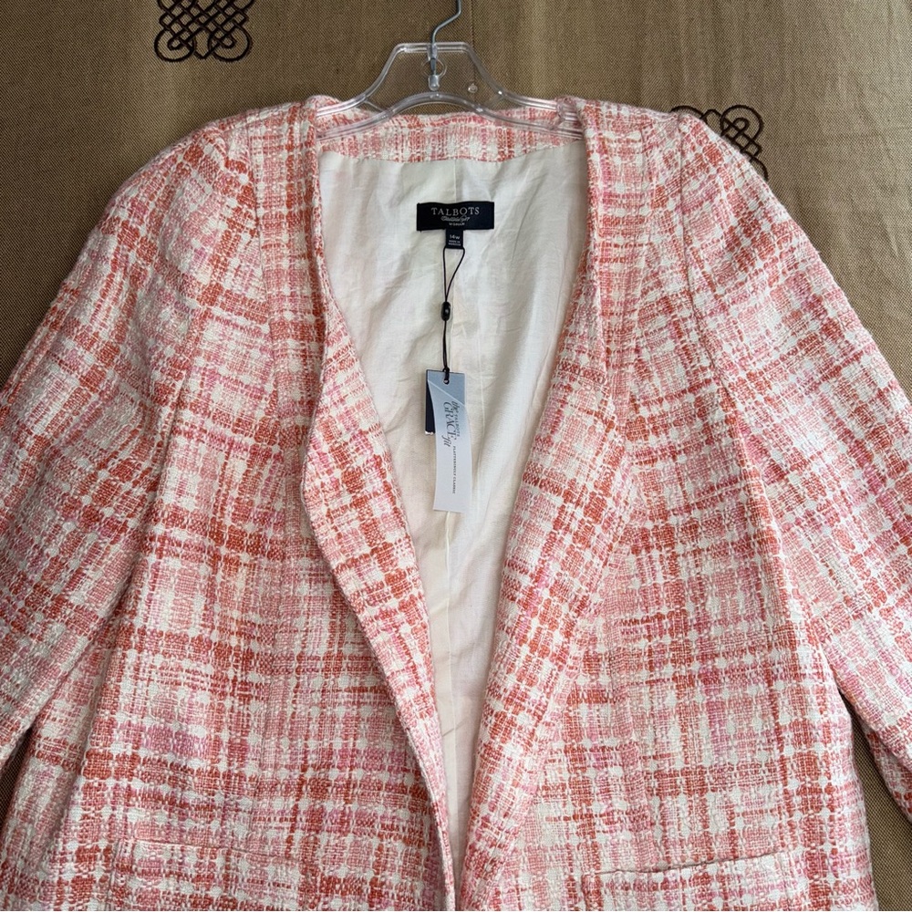 Talbots NWT! Tweed V-Neck Open Classic Career Blazer Jacket - Picture 7 of 16